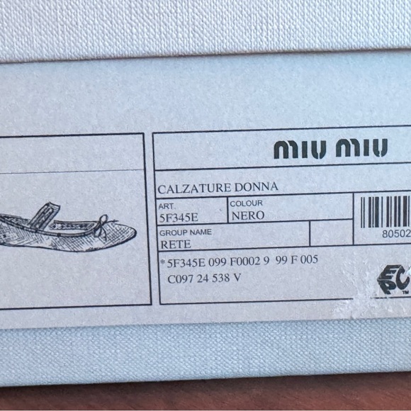 Miu Miu Black Mesh Ballet Flats Size 8. Never worn - Picture 8 of 8